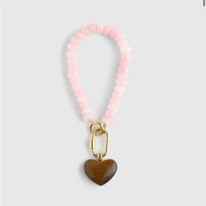 Sold out NWT Pretty Madewell heart and beaded carabiner bag charm Semi Precious